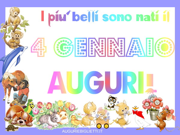 04_gennaio_animali Biglietti di auguri di compleanno